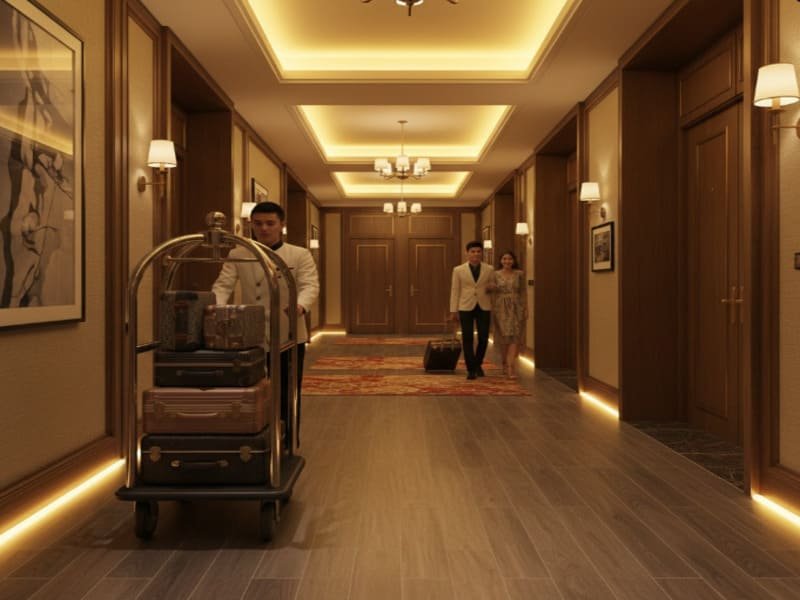 Nahaufnahme eines geprägten Vinyl-Bodenbelags von eir mit realistischer Holzmaserung